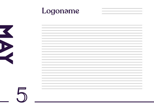 5 mai Calendrier sur papier pour ordinateur portable avec logo sur fond blanc      - Vecteur, image