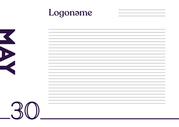 30 de mayo Calendario en papel portátil con logo sobre fondo blanco      - Vector, Imagen