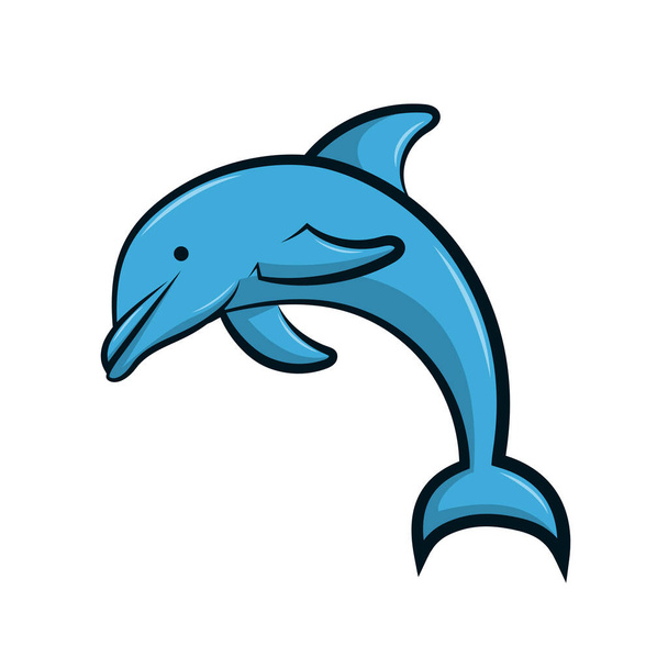 Linha arte vetor ilustração de um golfinho pulando do mar - Vetor, Imagem
