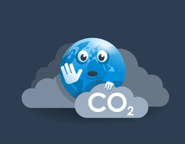 CO2 karbondioksit emisyonu altındaki dünya küresi - Vektör, Görsel