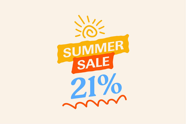 Erityinen kesän myynti banneri alennus 21%, kausiluonteinen ostoksia promo mainos, vektori suunnittelu     - Vektori, kuva