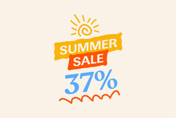 Especial venta de verano banner descuento 37%, anuncio promocional de compras de temporada, diseño de vectores     - Vector, imagen