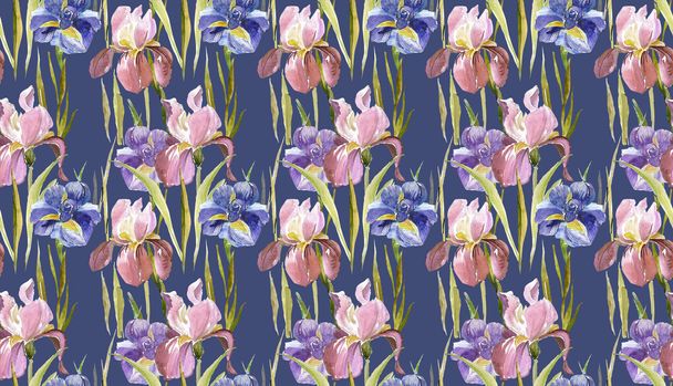 Irises seamless pattern - Фото, изображение