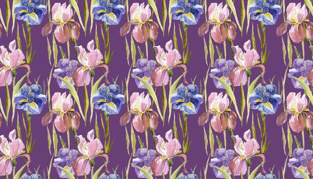 Irises seamless pattern - Zdjęcie, obraz