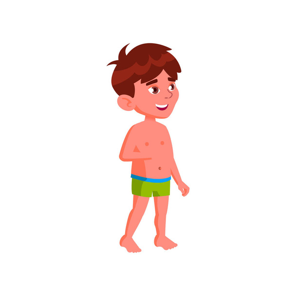 gelukkig jongetje ontspannen in waterpark cartoon vector - Vector, afbeelding