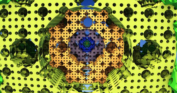 Imagen de fractales tridimensionales de naves espaciales en movimiento - Foto, Imagen