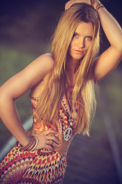Attractive girl in seventies style - Photo, Image