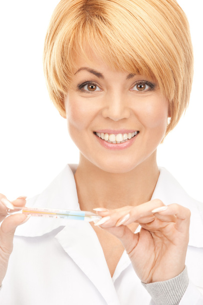 Picture of attractive female doctor with thermometer - Foto, Imagen