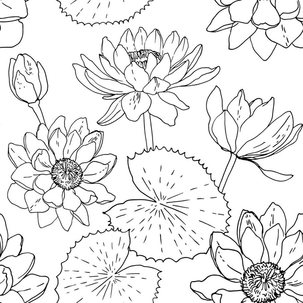 Flower pattern Vector sketch of flowers by line on a white background. - Vector, Imagen