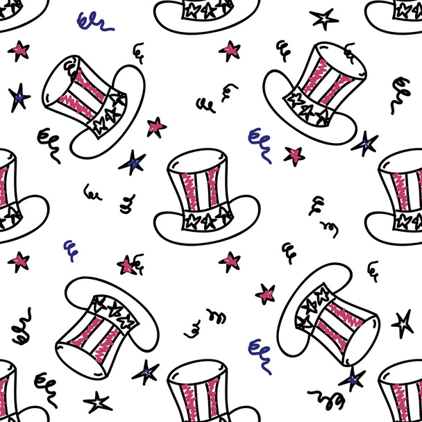 Holiday american hat seamless pattern - Vector, Image