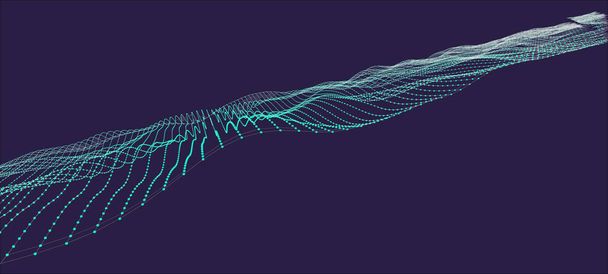 Dinamic wave of dots. background. 3D futuristic illustration - Vector, Image