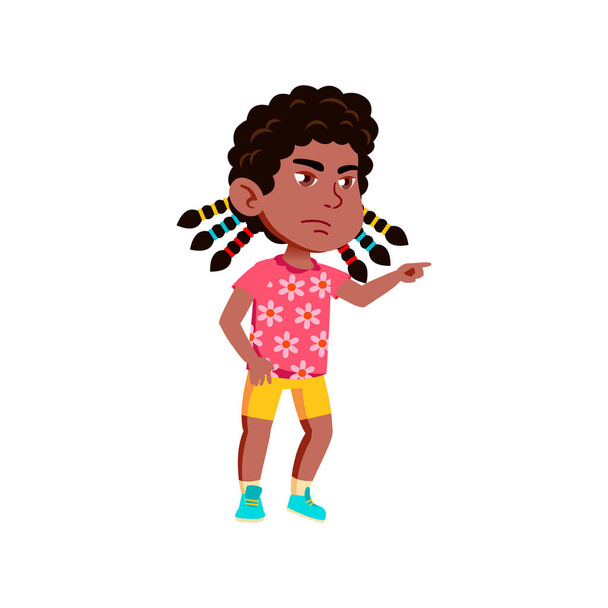 triest afrikaans meisje wijzend op speelgoed wat ze wil cartoon vector - Vector, afbeelding