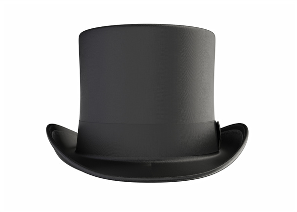 Illustration 3D de chapeau magique vintage cylindre noir isolé sur blanc - Photo, image