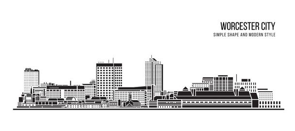 Cityscape Building Abstract Проста форма та дизайн сучасного стилю Vector - Worcester City - Вектор, зображення