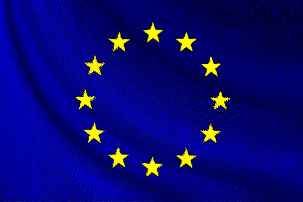 Europese Unie of EU-vlag zwaaien voor achtergrond en textuur, EU is het bedrijfsleven uit Europa landen. - Foto, afbeelding