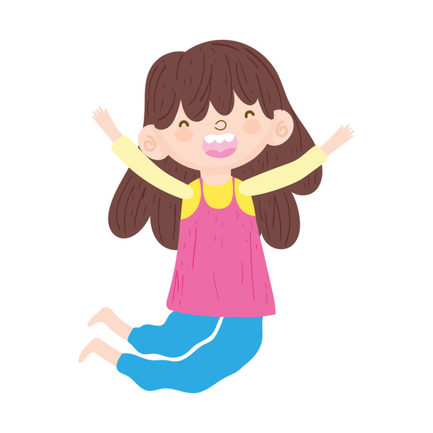menina feliz pulando - Vetor, Imagem