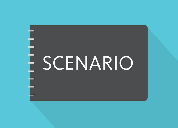 spiraal notebook met scenario woord- vector illustratie - Vector, afbeelding