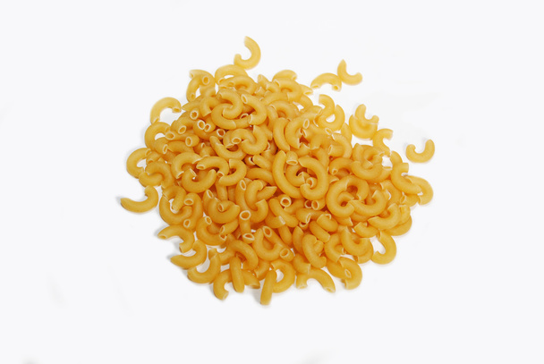 Heap of Dried Elbow Pasta Over White - Photo, Image
