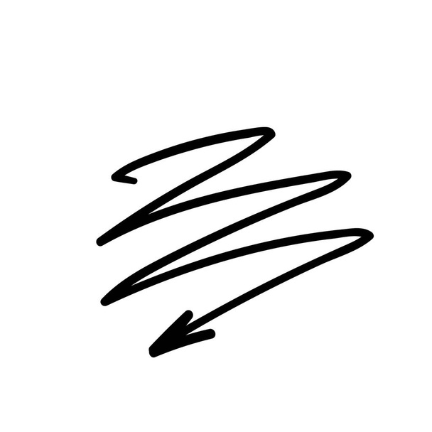 изогнутая спиральная стрелка, нарисованная рукой. векторная иллюстрация - Вектор,изображение