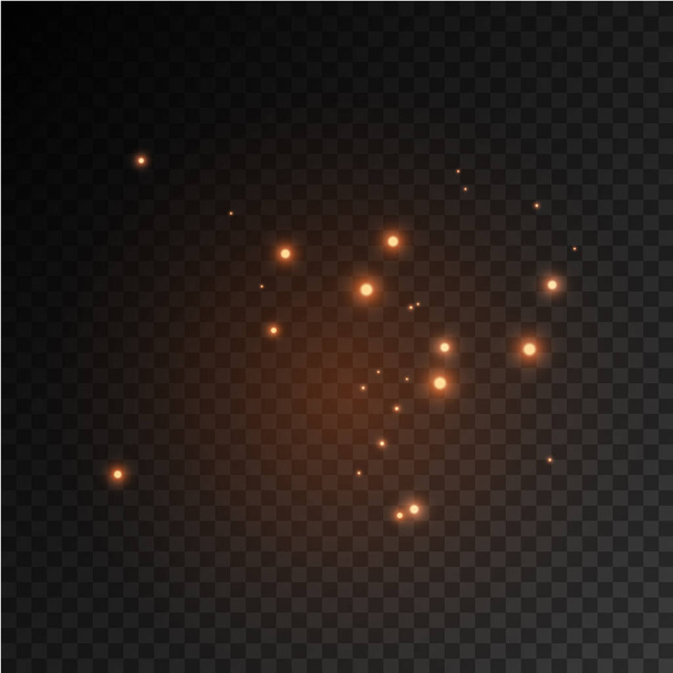 Étincelles de poussière, étoiles rouges brillent une lumière spéciale. - Vecteur, image