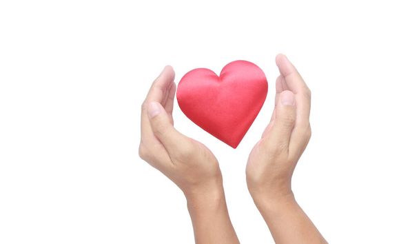 Руки держат красное сердце. концепции донорства здоровья сердца - Фото, изображение