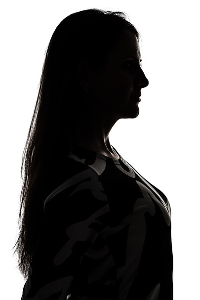 Silhueta de um perfil de mulher na sombra
 - Foto, Imagem