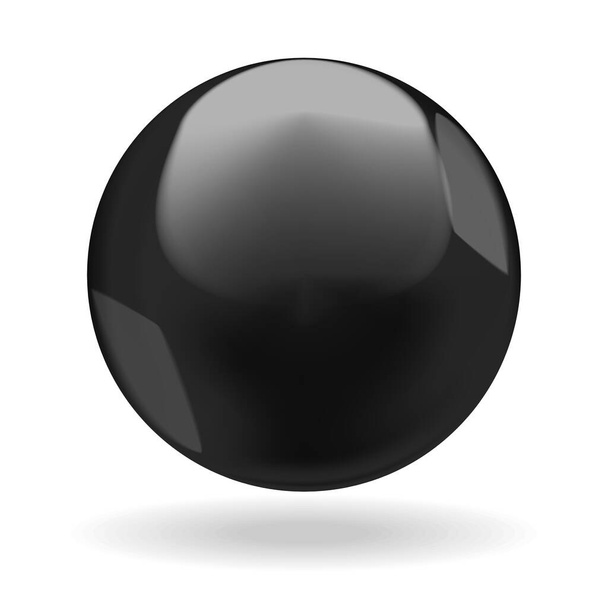 Black shiny ball or round drop with glares, isolated on white background - Вектор, зображення