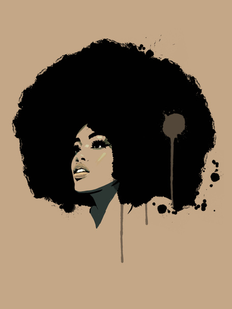 Negro afro reina con grande afro - Foto, imagen
