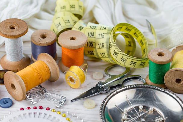 Handicraft items, threads, sewing needles. - Photo, Image
