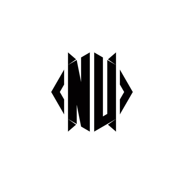 NU Логограма логотипу з шаблоном шаблонної форми Векторна піктограма сучасного
 - Вектор, зображення