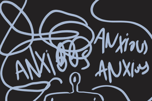 Anxiety representational illustration. Angst person, post-modern artwork, street art and graffiti vibe. - Photo, Image