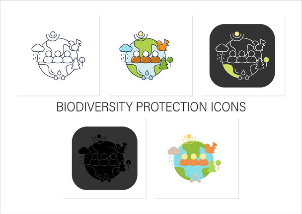 Набор икон для людей и экосистем - Вектор,изображение