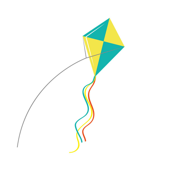 青と黄色の凧揚げ - ベクター画像