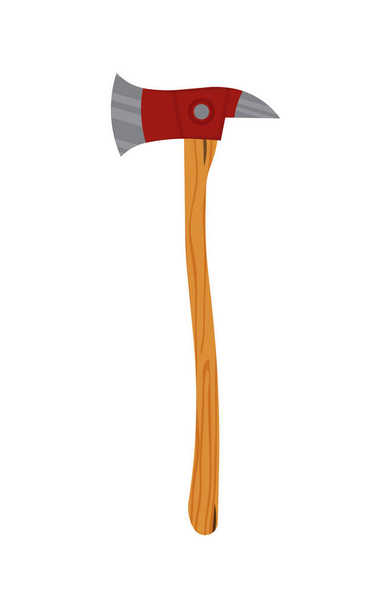 Big AXE with a red handle, illustration, vector on a white background. - Vector, afbeelding