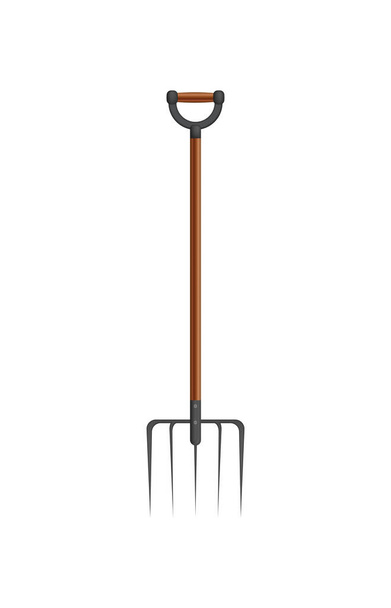 Garden pitchfork ícone, estilo realista. Ilustração de ferramentas de jardim. Estilo de esboço. - Vetor, Imagem