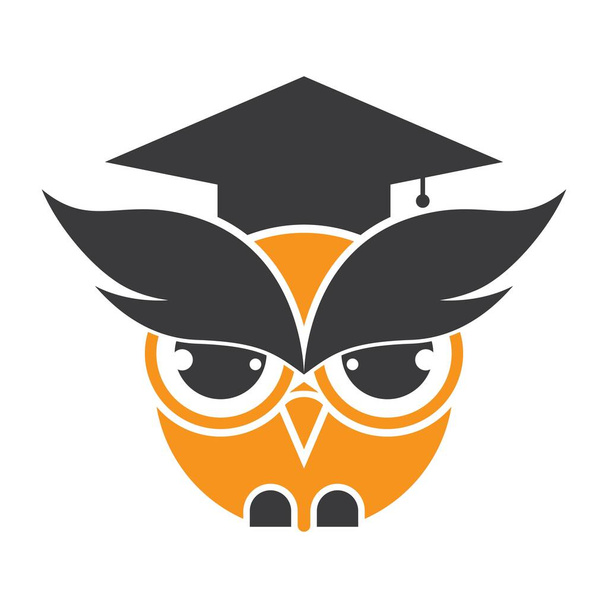 Baykuş eğitim logosu resim çizimi tasarımı - Vektör, Görsel