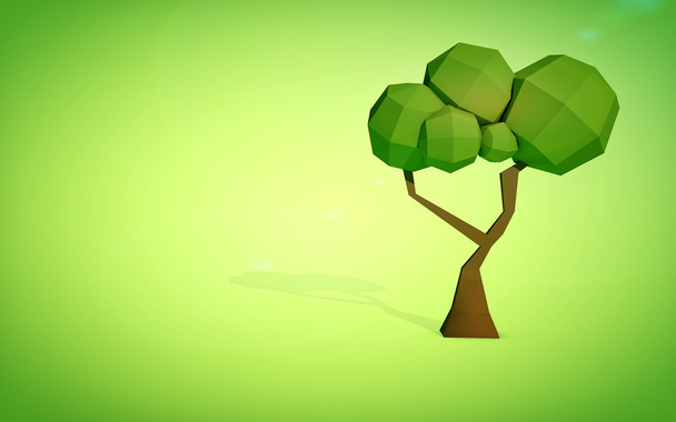 Halten Sie es grün niedrigen Poly-Baum - Foto, Bild