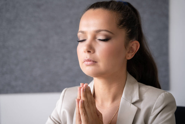 Pondering Thinking Contemplative Woman. Religious Female Prayer - Photo, Image