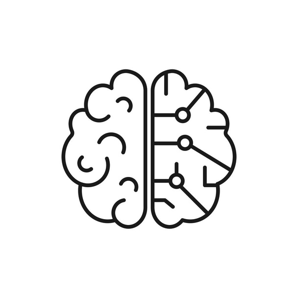 Logotipo de tecnologia linear do cérebro humano - Vetor, Imagem