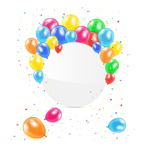 Round banner with balloons - Wektor, obraz