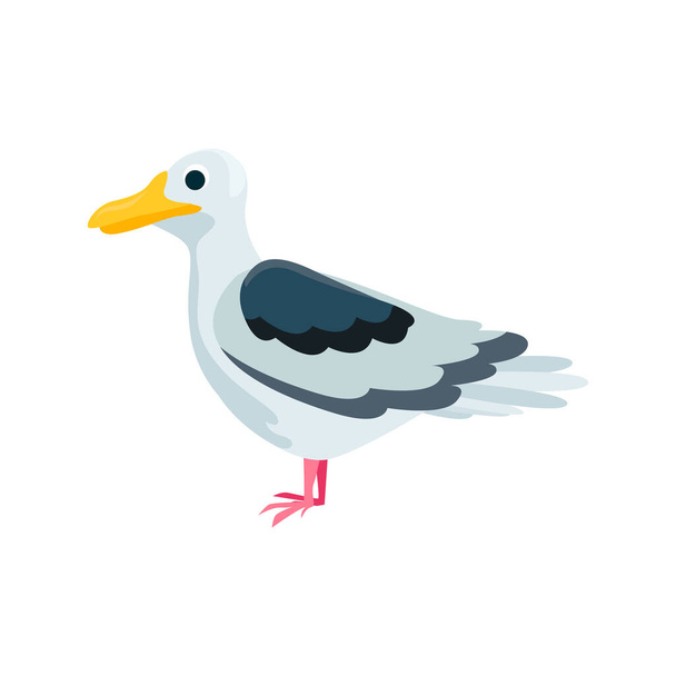 Meeuw plat pictogram. Gekleurd vectorelement uit vogelverzameling. Creatieve meeuw icoon voor web design, sjablonen en infographics. - Vector, afbeelding