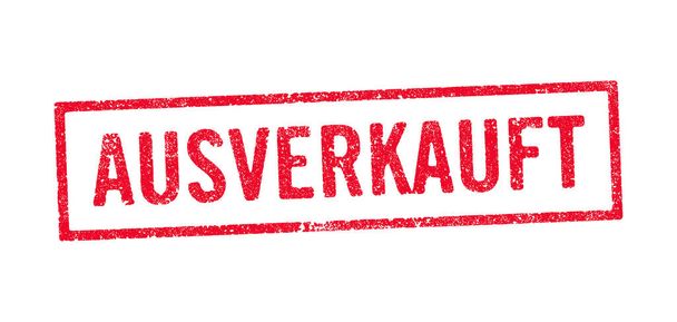 Ilustración vectorial de la palabra alemana Ausverkauft (Out Of Stock) en tinta roja  - Vector, Imagen
