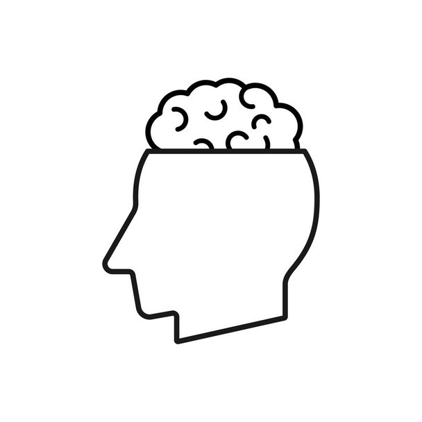 Mózg nad głową znak sylwetka wektor - Wektor, obraz