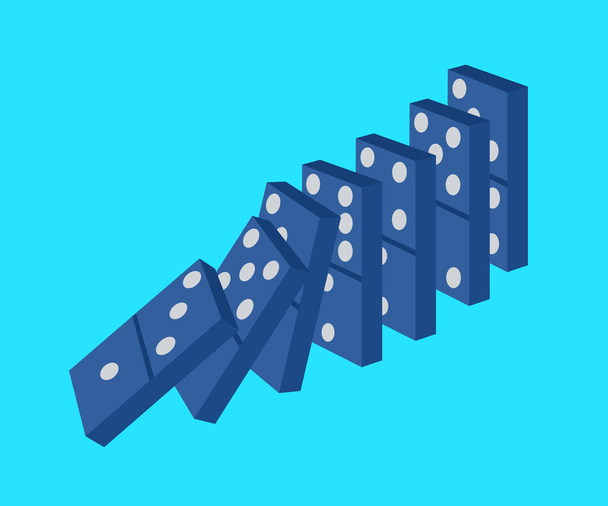 Domino bones on a blue background. Symbol. Vector illustration. - Vector, Image