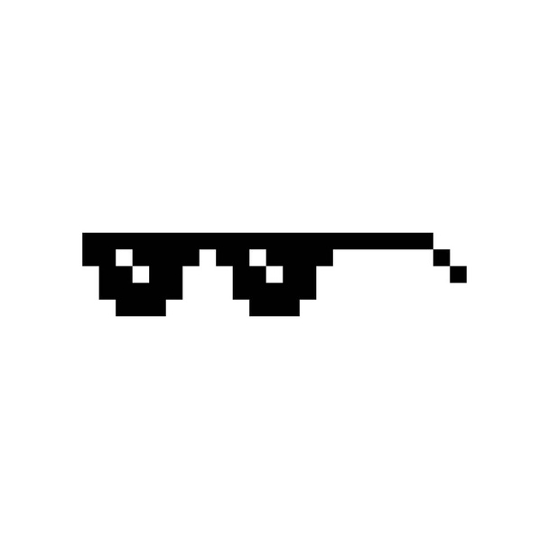 Fekete pixel Boss szemüveg mém vektor illusztráció. Gengszter életforma. 8 bites maffia gengszter funky logó. Nyári rap zene elszigetelt grafikai elem. - Vektor, kép