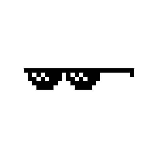Чорний піксель Бос окуляри мем Векторні ілюстрації. Дизайн життя. 8 біт мафії гангстер фанк логотип. Літня реп-музика ізольований графічний елемент
. - Вектор, зображення