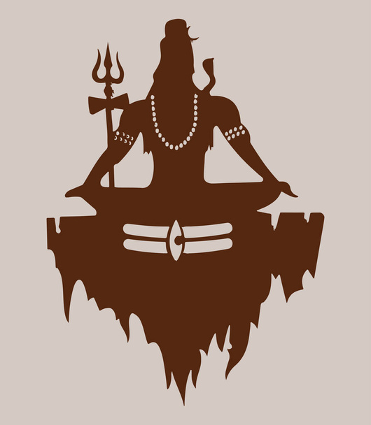 Drawing or Sketch of Lord Shiva outline and silhouette editable illustration - Vetor, Imagem