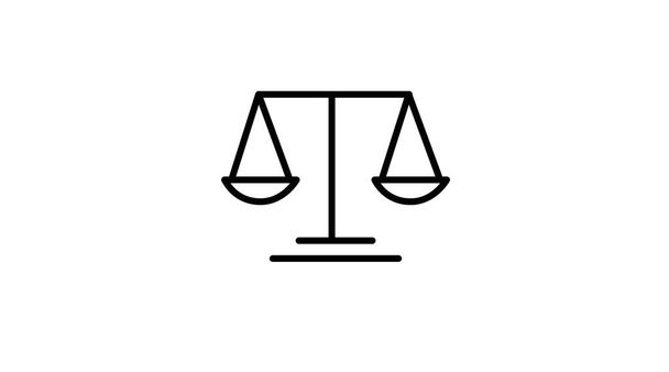 Εικονίδιο Δικαιοσύνης. Διάνυσμα μαύρο και άσπρο επίπεδη απεικόνιση ενός σήματος δικαιοσύνης - Διάνυσμα, εικόνα