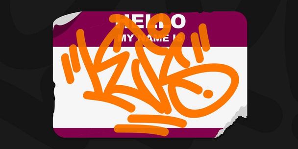 Adesivo all'aperto stile graffiti piatto Ciao Il mio nome è con alcuni Street Art Urban Lettering Vector Illustration Art - Vettoriali, immagini