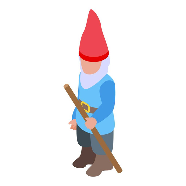 Red capped gnome icon, isometric style - Wektor, obraz